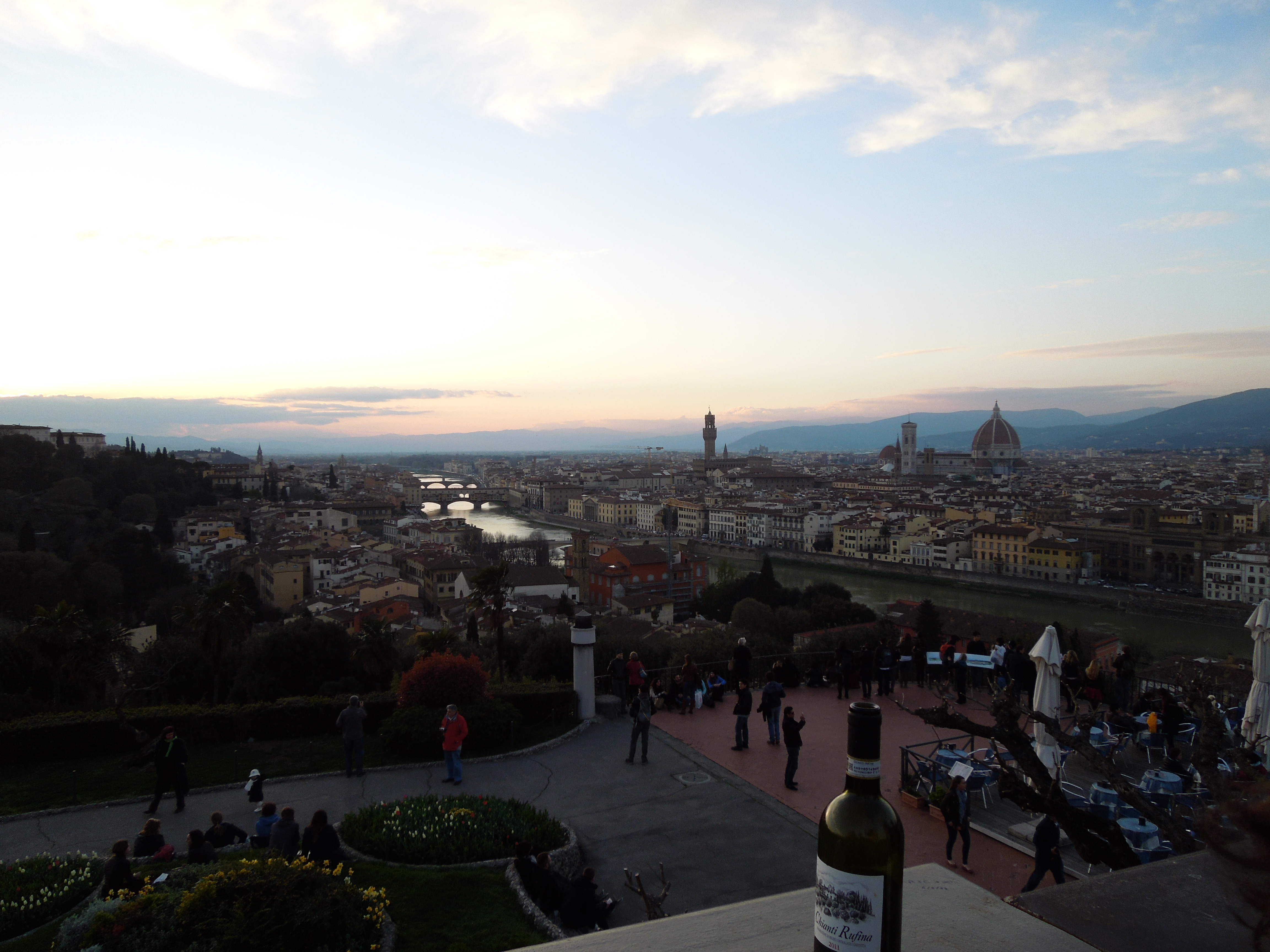 Sunset from over seen Italy contest Michaelangelo. Florence, Piazzale architecture  as 2014 photo