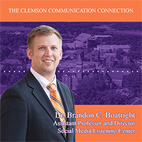 Brandon Boatwright, Ph.D., Department of Communication alumna and director of Clemson University’s Social Media Listening Center